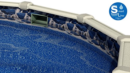 Smartline Waterfall 18-Foot-by-33-Foot Oval Liner | Overlap Style | 48-to-52-Inch Wall Height | 25 Gauge Virgin Vinyl | Designed for Steel Sided Above-Ground Swimming Pools Waterfall