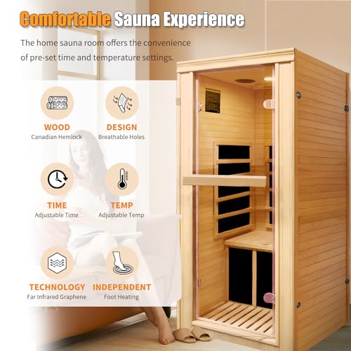 ToTibuy Far Infrared Sauna Canadian Hemlock 1580W Wood Color