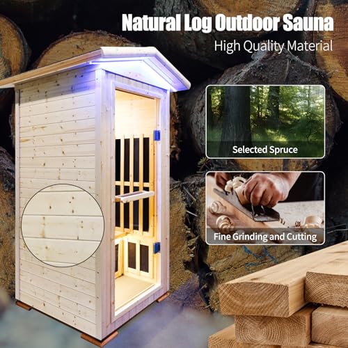 ToTibuy Outdoor Infrared Sauna Finland Spruce Wood Color
