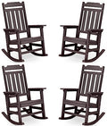 hOmeQomi Rocking Chairs Set of 4 All Weather Resistant Poly Lumber Brown