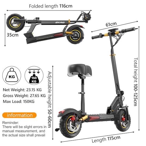iENYRID Adults Electric Scooter 800W Motor Offroad Black