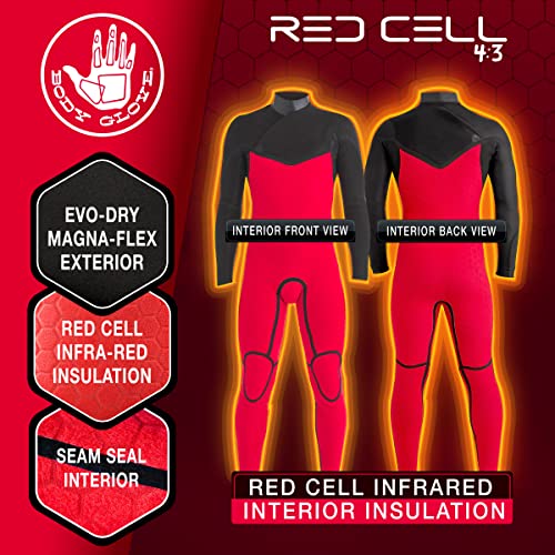Body Glove Men's Red Cell 4/3mm Chest-Zip Full Wetsuit Black