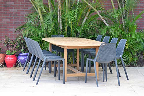 Amazonia Lantana 11-Piece Oval Patio Dining Set Durable Teak Wood