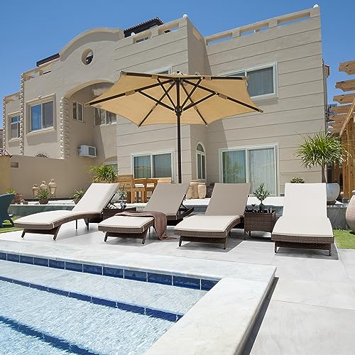 Pamapic 6-Piece Patio Chaise Lounge Set with Adjustable Backrest and Removable Cushion Beige
