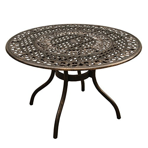Oakland Living Rose Ornate Traditional Mesh Lattice 48" Round Patio Dining Set Bronze