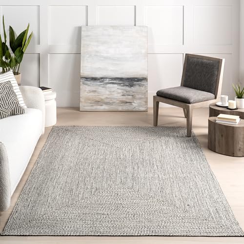 nuLOOM Braided Indoor/Outdoor Area Rug 12' x 18' Wynn Salt and Pepper