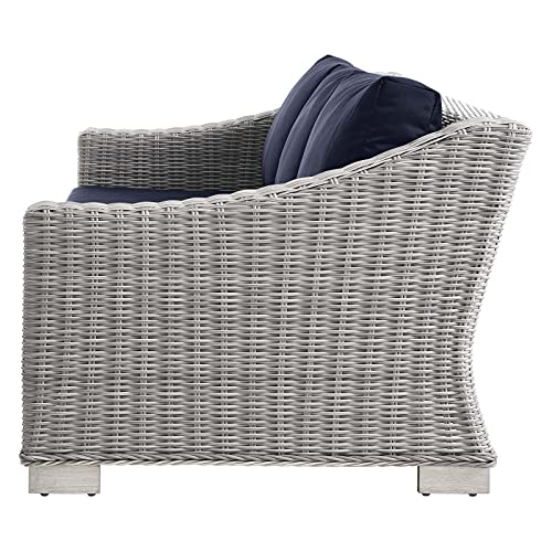 America Luxury - Outdoor Lounge Sectional Sofa Chair Set Rattan Wicker Blue
