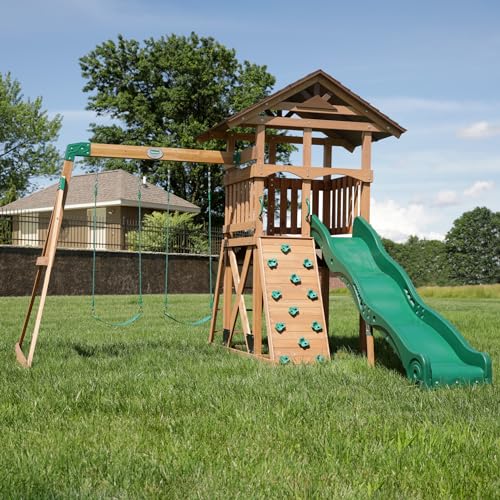 Backyard Discovery Lightning Ridge Cedar Swing Set Light Brown