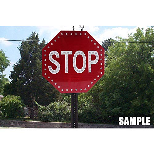 Allexcent 30'' Solar Powered LED Blinking Reflective Stop Sign Green