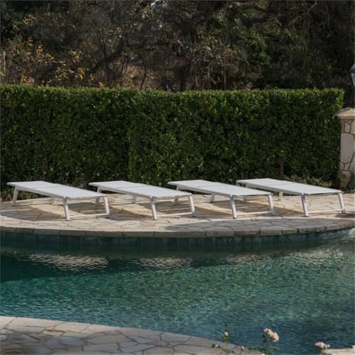 Noble House Myers Outdoor Aluminum Chaise Lounge Set of 4 White
