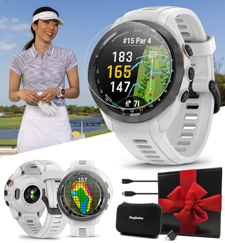 PlayBetter Garmin Approach S70 Golf GPS Watch 42mm White - AMOLED Display & Virtual Caddie Bundle
