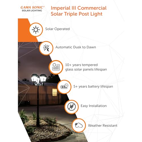 Gama Sonic Imperial III Solar Post Light Black