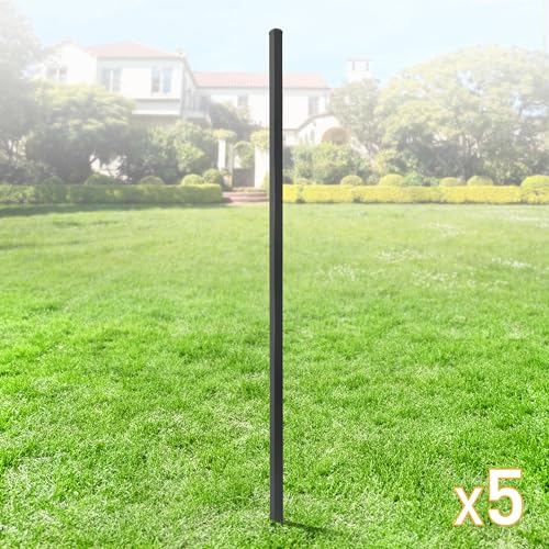 Fencer Wire Heavy Duty 8FT Steel Fencing Border Post Pack of 5 Black