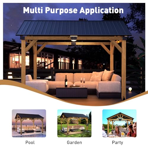 COSIEST 10x12FT Cedar Wood Gazebo with Galvanized Steel Gable Roof Cedar - Single Roof