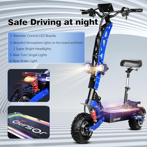 Toursor Electric Scooter 60V 3000W Dual Drive Foldable Off-Road Blue