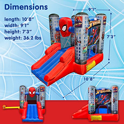 Funormous Marvel Spider-Man Bounce House with Slide Red Blue Grey