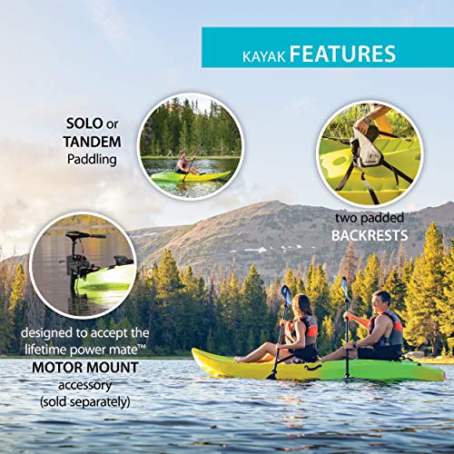 Lifetime Manta 100 Tandem Kayak with Paddles Yellow/Lime 10-Foot