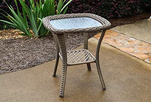 Tortuga Outdoor Rio Vista Bistro Set with Swivel Glider Chairs and Side Table Sandstone Wicker