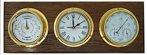Tabic Brass Tide Clock & Barometer with Hygrometer & Thermometer, Handmade in England Multicolor