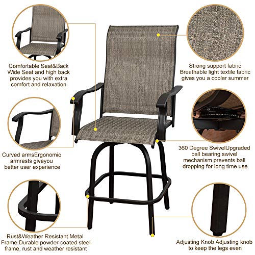 On Shine 5 PCS Outdoor Patio Swivel Bar Set with 4 Stools and 1 Table