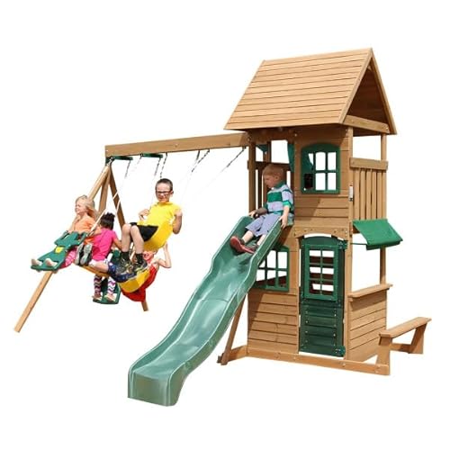 KidKraft Windale Fort Swing Set Brown