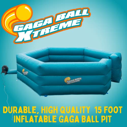 SCS Direct Inflatable Gaga Ball Pit 15' Court with Electric Air Pump Blue