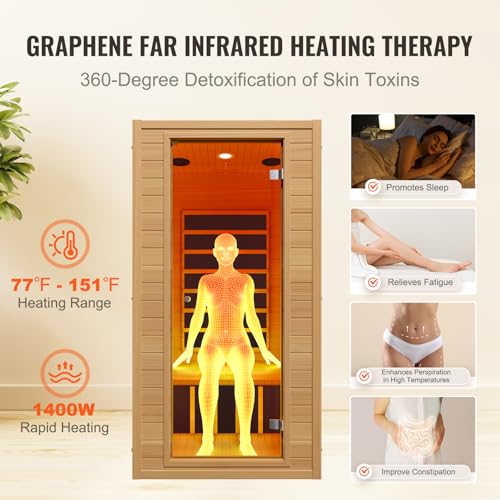 VEVOR Far Infrared Wooden Sauna Brown