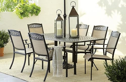 Hanover Lisbon 7-Piece Patio Dining Set Tan