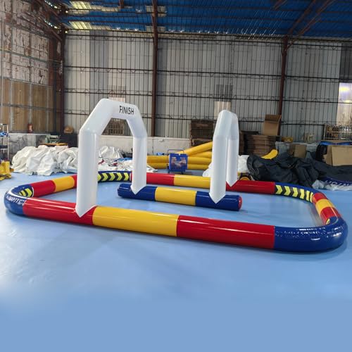 YBZCHLM Commercial PVC Inflatable Go Kart Race Track Rainbow 20x13x6.5 Ft