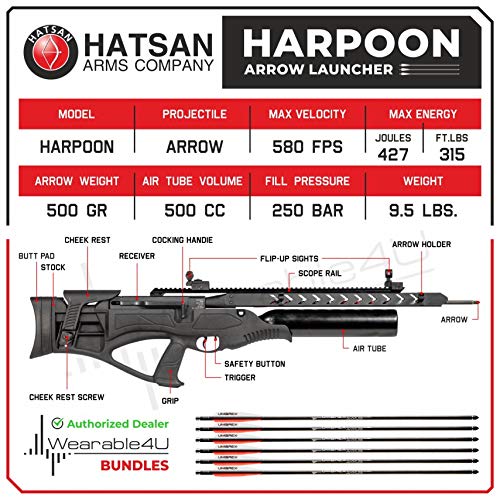 Wearable4U Hatsan Harpoon Arrow Air Rifle Bundle + Scope w/Rings + 6pk Arrows + Targets
