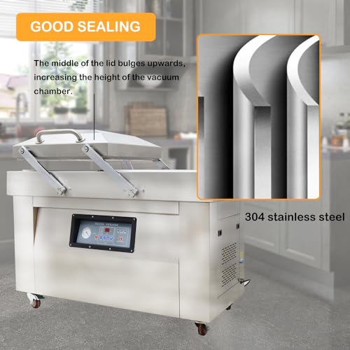 HayWHNKN Two Chamber Food Vacuum Sealer Stainless Steel 20inch