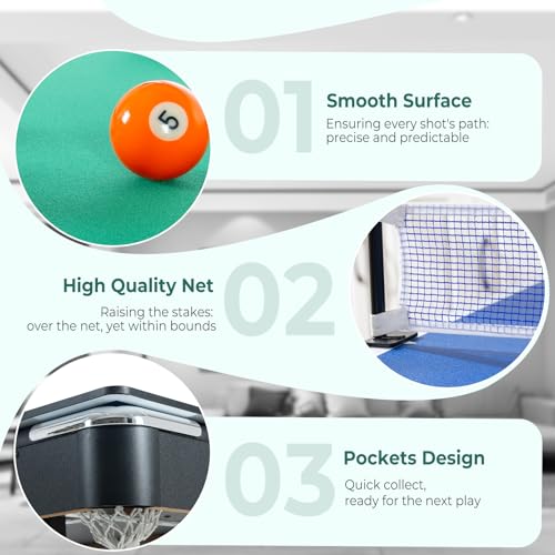 Lyromix 3-in-1 Portable Pool Table 5.5 FT for Kids, Green