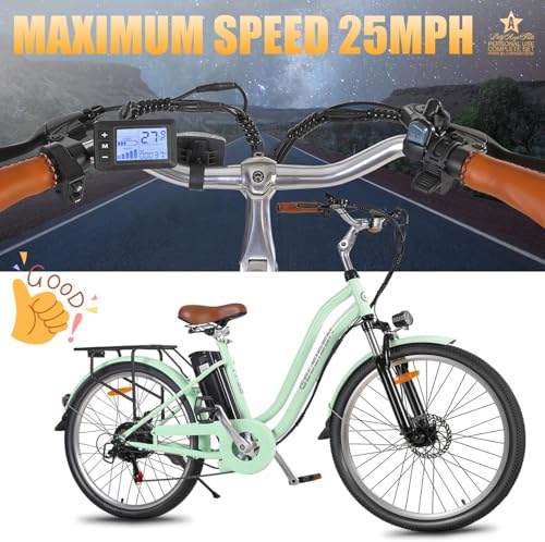 GELEISEN Electric Cruiser Bike 26" 750W 14.5Ah Green