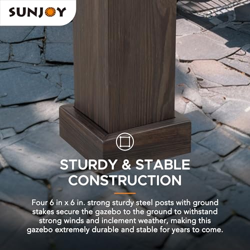 Sunjoy 12.5x12.5 ft. Hardtop Gazebo Aluminum & Galvanized Steel Black