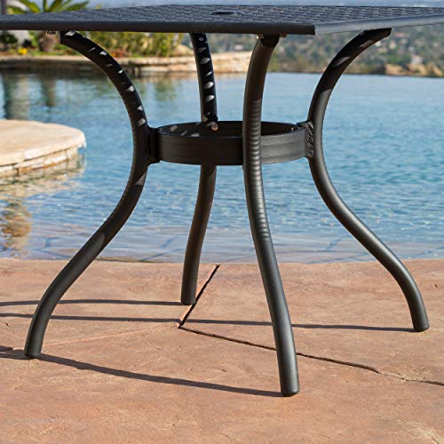 Christopher Knight Home Hallandale 5-Piece Cast Aluminum Outdoor Dining Set Black Sand