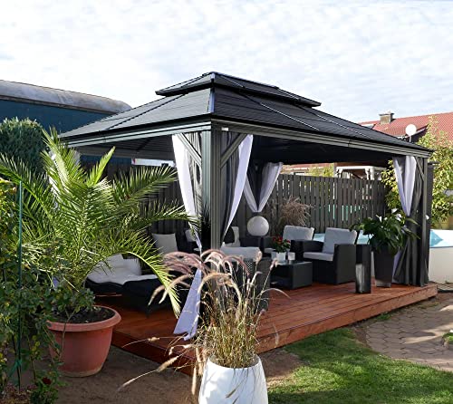 Sojag Outdoor 12' x 16' Mykonos Double Roof Hardtop Gazebo Dark Grey