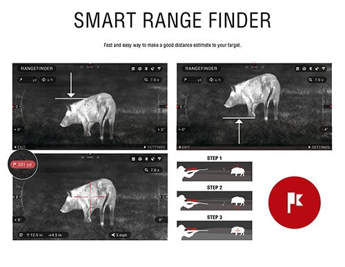ATN ThOR 4 Thermal Rifle Scope 1.25-5x 384x288 with WiFi, Image Stabilization, Range Finder, Ballistic Calculator, Black