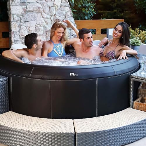 M Spa Premium 6-Person Round Hot Tub with 138 Bubble Jets and Thermal Cover, Black
