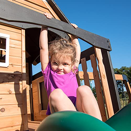 Backyard Discovery Canyon Creek Cedar Swing Set with Green Slide