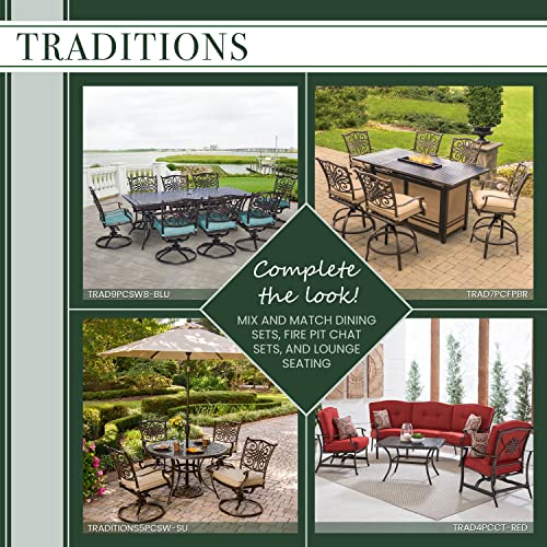 Hanover Traditions 5-Piece High-Dining Set with Cushioned Swivel Chairs and 42" Square Cast-Top Table Tan
