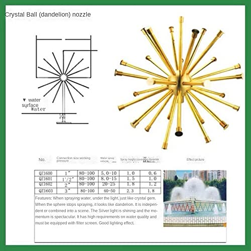 Drincoshow Fountain Nozzle Crystal Ball Brass & Stainless Steel 3" SS304