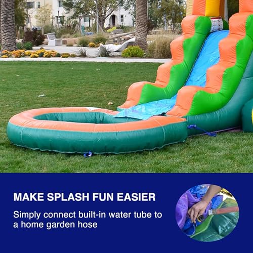 HERO KIDDO Tropical Breeze Bounce House Water Slide Inflatable Yellow Green