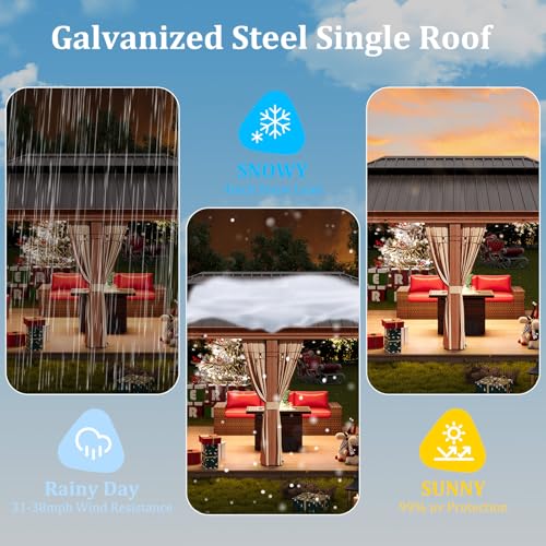 Sonegra 12' x 20' Hardtop Gazebo Brown