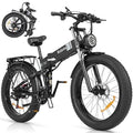 Bopzin Folding Electric Bike for Adults 26''-2000W 48V 20AH-Foldable Black
