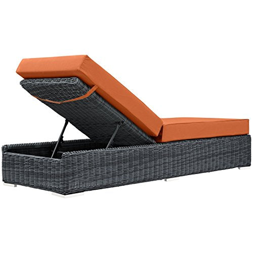 America Luxury - Outdoor Modern Contemporary Urban Design Patio Balcony Chaise Lounge Chair Orange