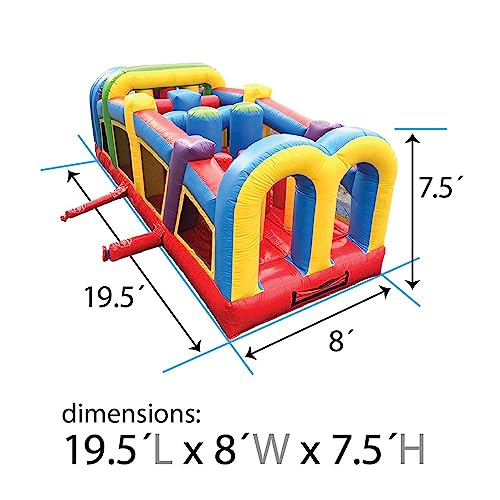 Pogo Bounce House Crossover Rainbow Inflatable Obstacle Course 19.5x8x7.5 Ft