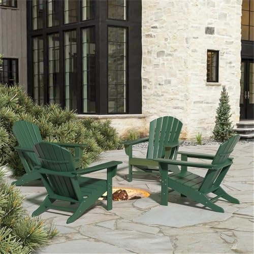 Afuera Living Portside Classic Outdoor Adirondack Chair Set of 4 Green
