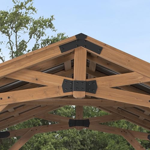 Backyard Discovery Norwood 14' x 12' Cedar Wood Outdoor Gazebo Pavilion Light Brown