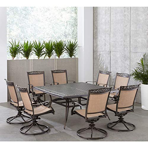 Hanover Fontana 9-Piece Outdoor Dining Set Tan