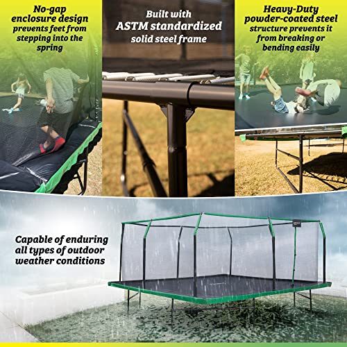 Upper Bounce 16x16 FT Square Trampoline Set with Enclosure Black/Green